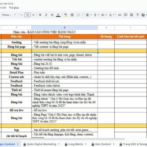 Template Quản Lý Công Việc Marketing
